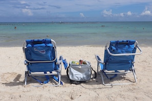 Two new Tommy Bahama beach chairs and cooler for our guest to use at the beach! 