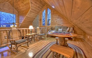 Loft sitting area with a Checkers Table