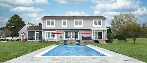 Fabulous waterfront pool and hot tub