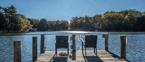 Beautiful view of the water from the pier. 
