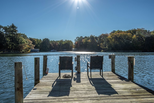 Beautiful view of the water from the pier. 
