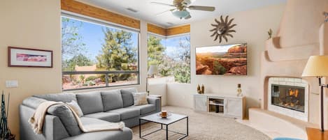 Cozy up by the fire, enjoy the stunning views and feel at home in Sedona.