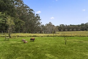 Fire pit area and back yard 