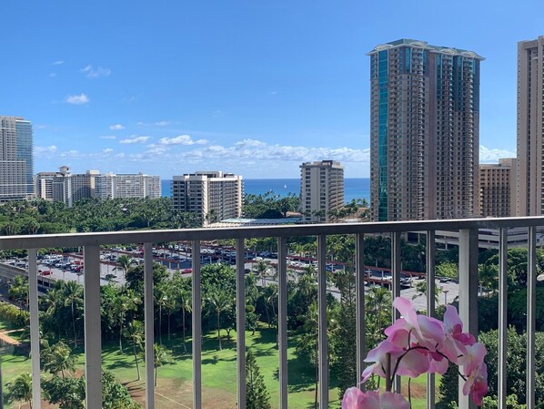 Ocean & Tropical Fort Derussy Grounds Views from your relaxing lanai.
