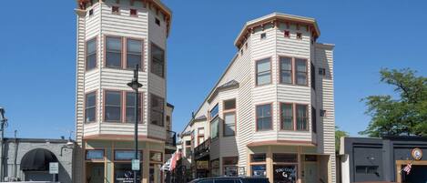 Front of condo, unit on the left