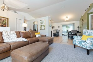 View from living area into dining area