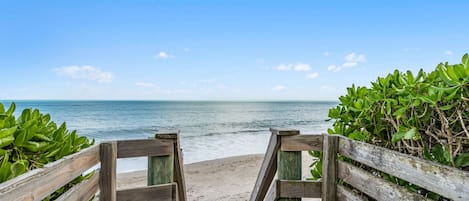 A view of the private beach, a1 minute walk from our house.