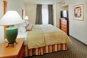 Relax on the comfy bed after a day outside.