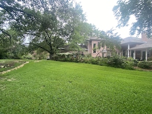 Back yard view of the pool