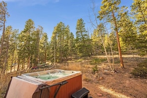 Admire the beautiful forest directly from the comfort of the hot tub.