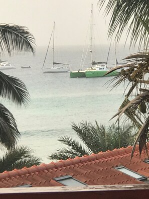 Another balcony view ......Yachts mooring near to the beach 