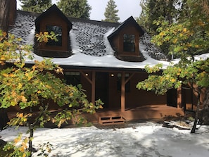 Winter wonderland - cabin after first snowfall of the season