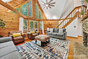 Floor to ceiling windows let in natural light