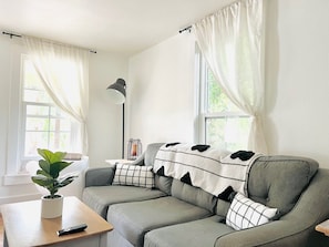 Bright, cheery living room