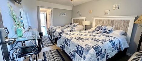 Newly remodeled bedroom with 2 queen beds