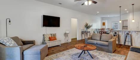 This is a view of the living room from the front door!