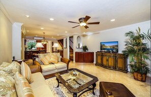 Living area and large flat screen TV