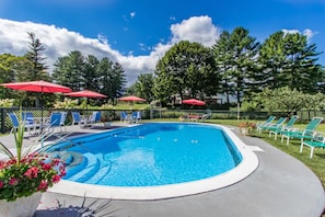 Splash in the pool! The pool is shared with all the resort guests.