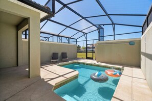 Private pool with lake view