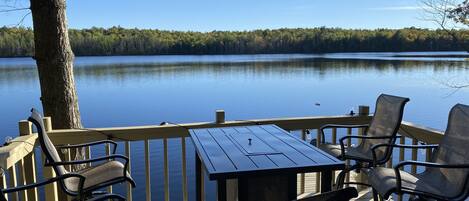 Lakeside Deck with 6 swivel chairs and gas fire table (May through October)