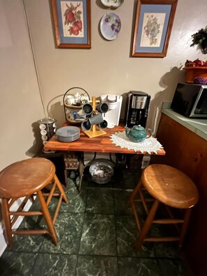 Fully stocked coffee/tea bar 