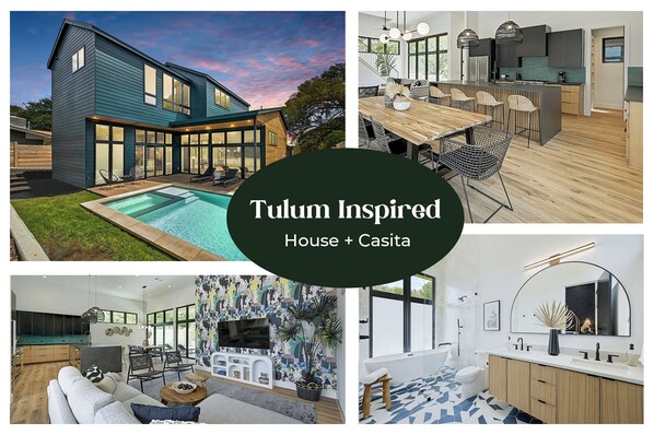 This spacious home + casita sleeps up to 14 guests and offers a private swimming pool.