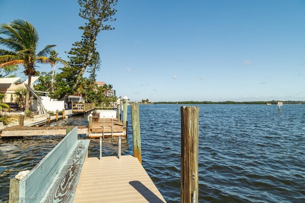 Private dock to access the water.  Rent a pole to catch dinner!
