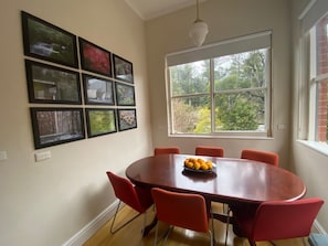 Dining space with tree views