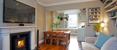 Spacious open plan living room and kitchen