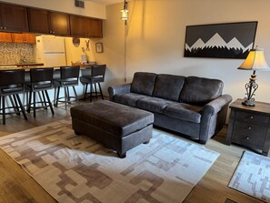 Living Area with most comfortable pull-out memory foam sofa you've ever slept on