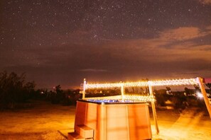 Hot tub at night under the desert stars