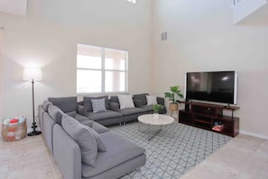 Find your place on the comfy living room sofa.