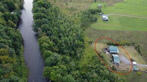 This photo shows how close it is to walk from the Lodge to the River to fish