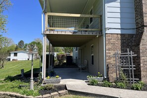 Plenty of sitting areas - bottom patio and upstairs private deck.