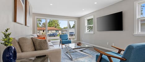 Spacious open concept kitchen and living room