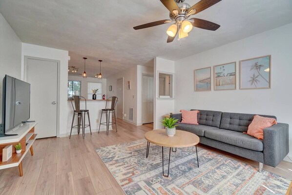 Living room with open kitchen