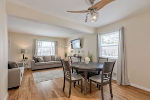 open living and dining room space