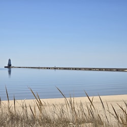 lighthouse across the street take your coffee for a morning stroll!