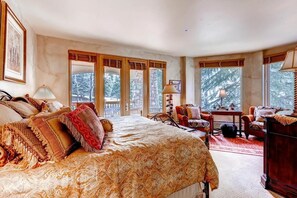 Relax on the comfy bed after a day outside.