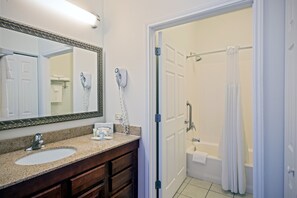 Get ready for your day in the bathroom.