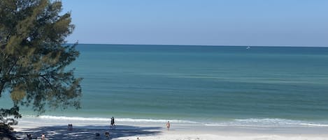 View of the private beach from your balcony