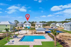 Large Community Pool, Sand Volleyball and 2 Pickleball courts right out back. 