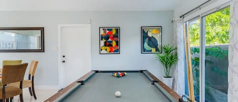 Staying in? Enjoy a game of pool, Connect 4, Jenga, or Uno