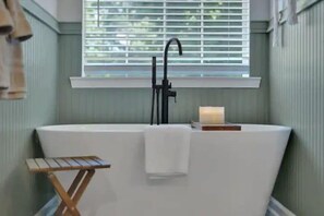 Get comfy & relax in our soaker tub after a long day.