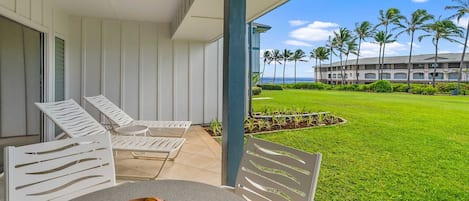 Poipu Sands at Poipu Kai Resort #411 - Covered Dining & Lounging Lanai - Parrish Kauai