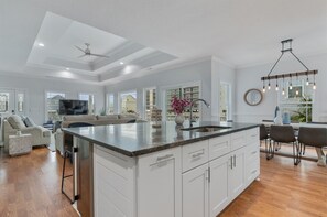 As the master chef you'll have command over the entire space from the living room to the dining room to the outdoor deck area.