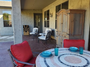 Breakfast outside followed by a game of cornhole is a nice way to start the day.