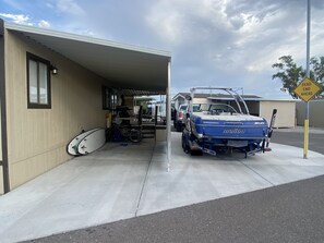 Parking easily fits 23 ft boat