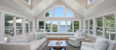 Living room with water views