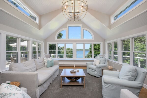 Living room with water views